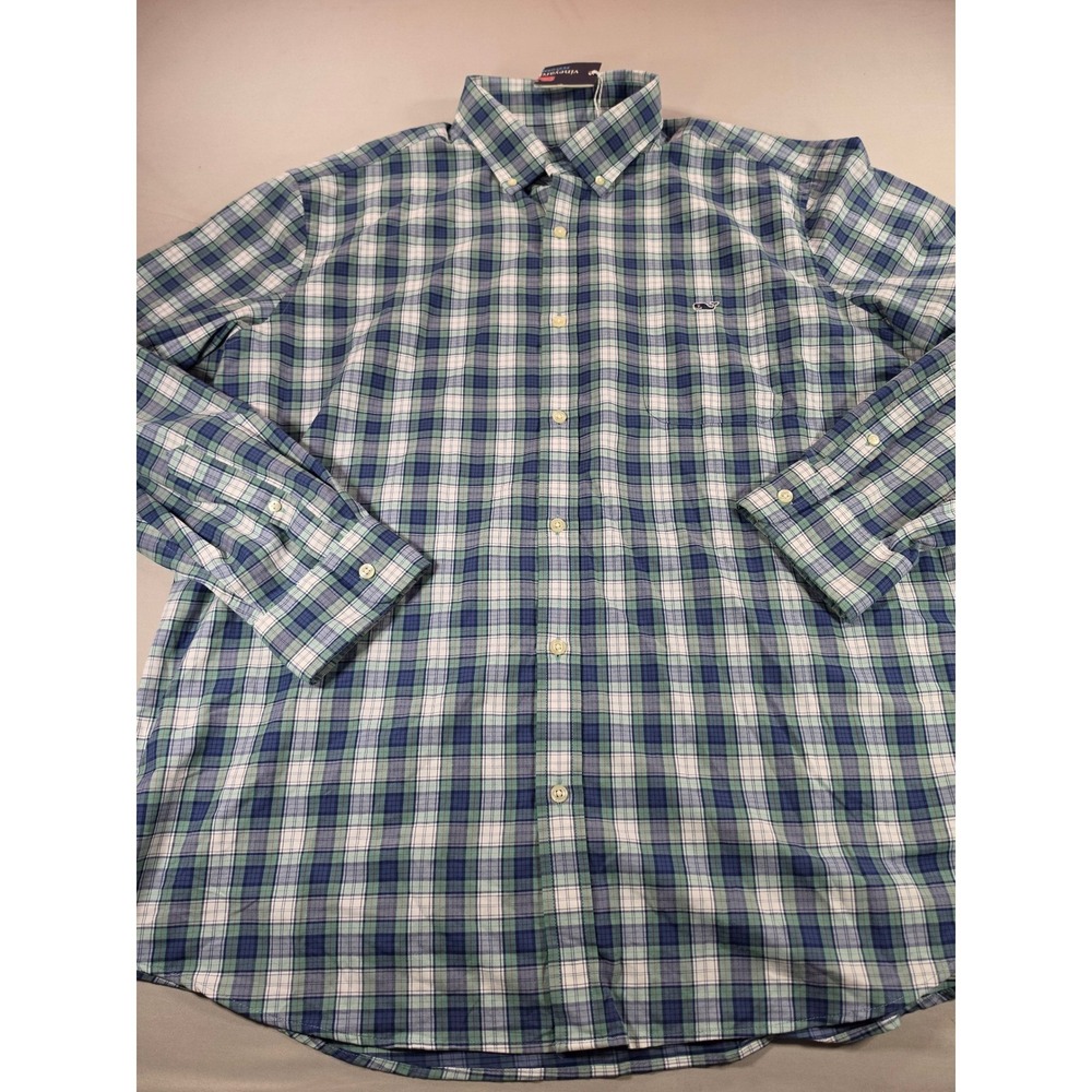Vineyard Vines Performance Classic Fit Tucker Shirt 2XL Starboard Green Plaid